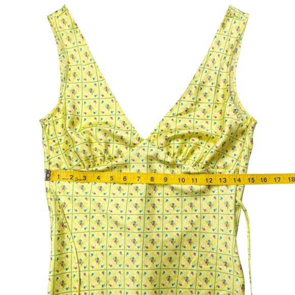 Frankies Bikinis Pink Floral Mini Dress Yellow Cottagecore S - Picture 9 of 9